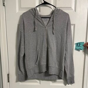 Gray Zip-Up Hoodie - Time and Tru
